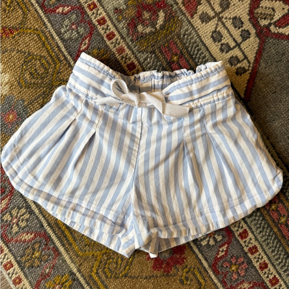 Bella Bliss Light Blue and White Striped High Waist Shorts
